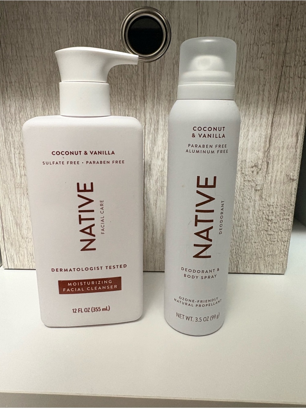 Native Coconut & Vanilla Skincare Duo in White and Brown